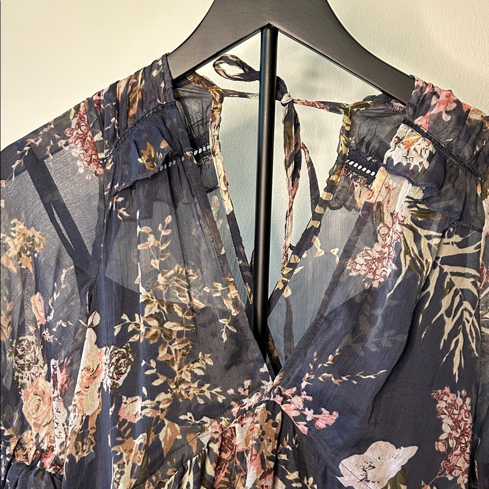 ASOS Floral Long Sleeve Dress - Black and Pink - Picture 7 of 13